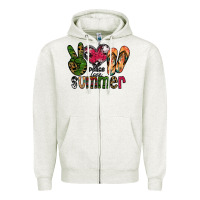 Oatmeal Heather peace love summer Zipper Hoodie - CowhideDigitalArt