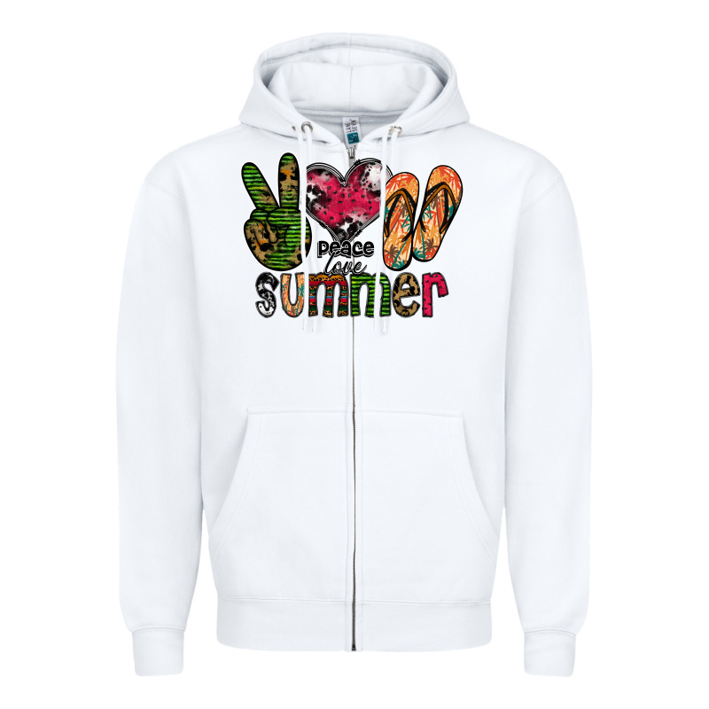 Peace Love Summer Zipper Hoodie by CowhideDigitalArt | Teevron