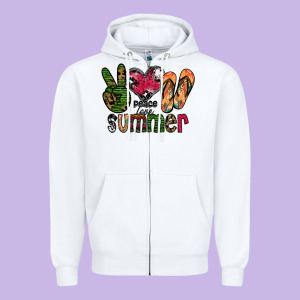 Peace Love Summer Zipper Hoodie Designed By Cowhidedigitalart