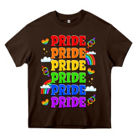 Chocolate Brown rainbow pride celebration Heavy Core Tee - LillyAllenDesigns