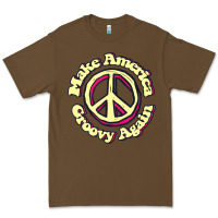 Cacao Make America Groovy Again Peace Sign 70S Retro Premium Tee - lanVoArt