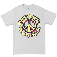 Dove Grey Make America Groovy Again Peace Sign 70S Retro Premium Tee - lanVoArt