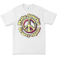 White Make America Groovy Again Peace Sign 70S Retro Premium Tee - lanVoArt