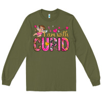 Army Green i am with cupid I am with Cupid Valentine's Day Long Sleeve Tee - HowdyJamesFarm