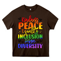 Chocolate Brown inspirational words in rainbow colors Heavy Core Tee - LillyAllenDesigns