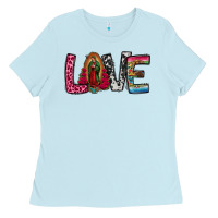 Baby Blue our lady of guadalupe love Ladies Tee - Jasminsmagicworld