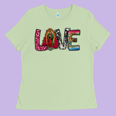 Our Lady Of Guadalupe Love Ladies Tee Designed By Jasminsmagicworld