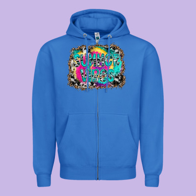 Summer Vibes Zipper Hoodie Designed By Cowhidedigitalart