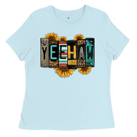 Baby Blue yeehaw license plate letters Ladies Tee - Jasminsmagicworld