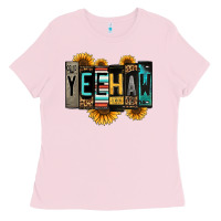 Bubblegum Pink yeehaw license plate letters Ladies Tee - Jasminsmagicworld