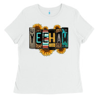 White yeehaw license plate letters Ladies Tee - Jasminsmagicworld