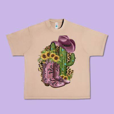 Pink Cowboy Boots Urban Heavy Tee Designed By Jahusdesignshop