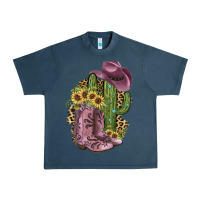 Midnight Navy Pink Cowboy Boots Urban Heavy Tee - JahusDesignShop