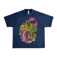 Navy Pink Cowboy Boots Urban Heavy Tee - JahusDesignShop