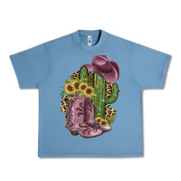 Pebble Blue Pink Cowboy Boots Urban Heavy Tee - JahusDesignShop
