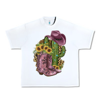 White Pink Cowboy Boots Urban Heavy Tee - JahusDesignShop