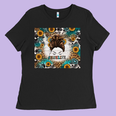 Mom Life Messy Bun Western Ladies Tee Designed By Jasminsmagicworld