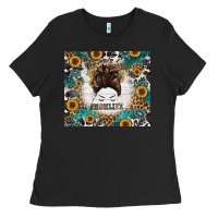 Black mom life messy bun western Ladies Tee - Jasminsmagicworld