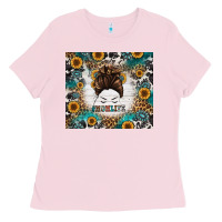 Bubblegum Pink mom life messy bun western Ladies Tee - Jasminsmagicworld