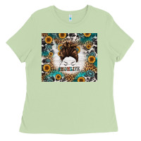 Matcha mom life messy bun western Ladies Tee - Jasminsmagicworld