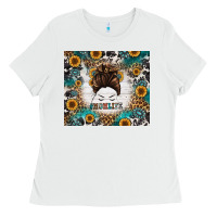 White mom life messy bun western Ladies Tee - Jasminsmagicworld