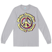 Moon Dust Make America Groovy Again Peace Sign 70S Retro Long Sleeve Tee - lanVoArt