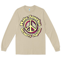 Mushroom Make America Groovy Again Peace Sign 70S Retro Long Sleeve Tee - lanVoArt