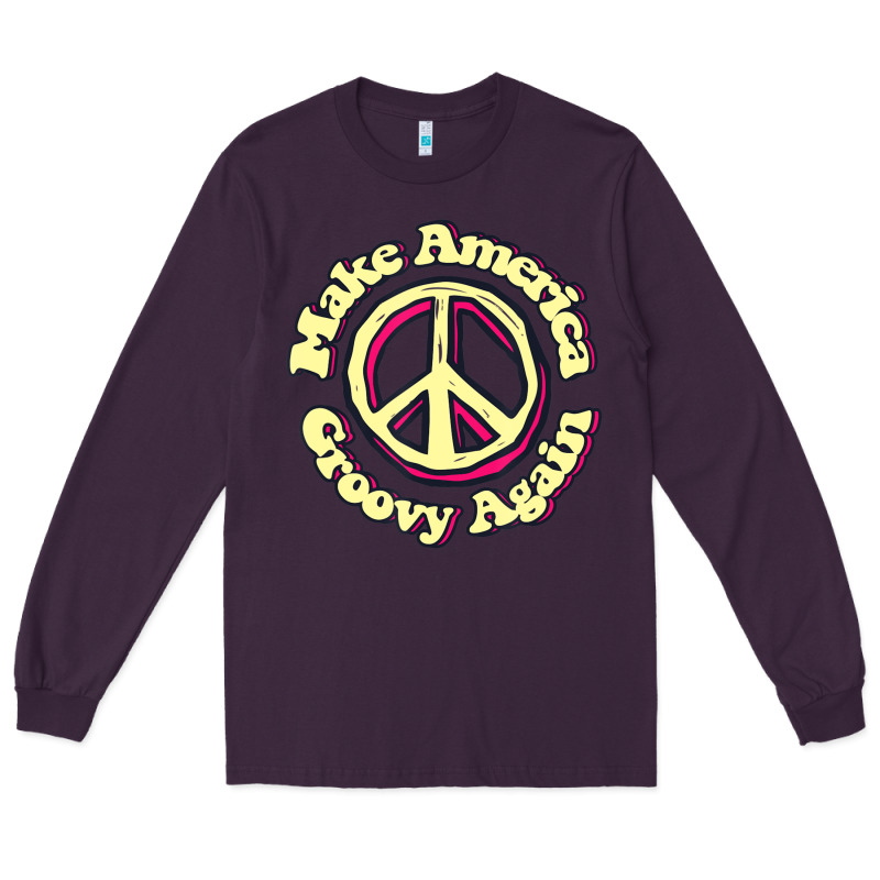 Make America Groovy Again Peace Sign 70s Retro Long Sleeve Tee by lanVoArt | Teevron