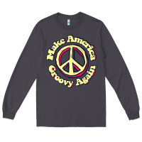 Smoke Make America Groovy Again Peace Sign 70S Retro Long Sleeve Tee - lanVoArt