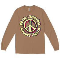 Toasted Coconut Make America Groovy Again Peace Sign 70S Retro Long Sleeve Tee - lanVoArt