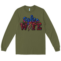 Army Green police wife with lightning bolt Long Sleeve Tee - CowGirlArtShop