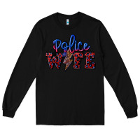 Black police wife with lightning bolt Long Sleeve Tee - CowGirlArtShop