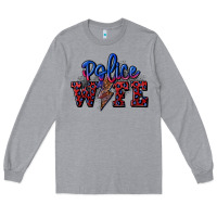 Heather Grey police wife with lightning bolt Long Sleeve Tee - CowGirlArtShop