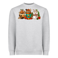 Heather Grey Halloween thanksgiving christmas coffee cups Heavyweight Sweatshirt - FaDigitalArtStudio