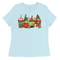 Baby Blue christmas gnomes coffee Ladies Tee - Jasminsmagicworld