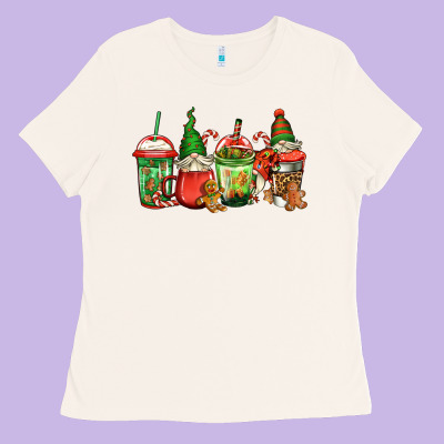 Christmas Gnomes Coffee Ladies Tee Designed By Jasminsmagicworld