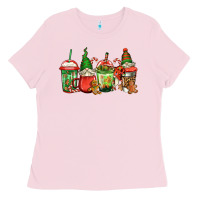 Bubblegum Pink christmas gnomes coffee Ladies Tee - Jasminsmagicworld