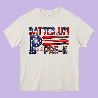 Batter Up Pre K Heavy Core Tee Designed By Jahusdesignshop