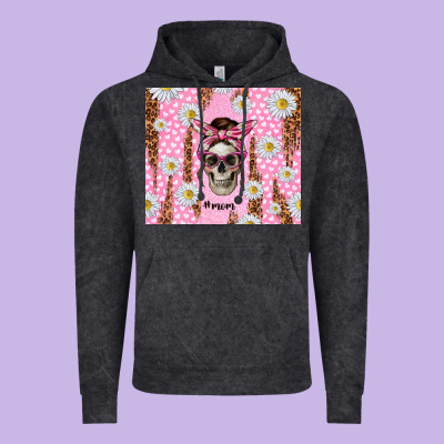 Skull Mom Pink Glitter With Daisy Vintage Hoodie Designed By Tumblerdesignbyshophia