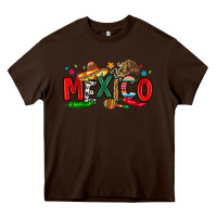 Chocolate Brown colorful mexico collage Heavy Core Tee - LillyAllenDesigns