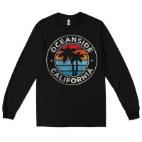 Black Oceanside California Ca Vintage Retro 70S Long Sleeve Tee - lanVoArt