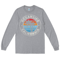 Heather Grey Oceanside California Ca Vintage Retro 70S Long Sleeve Tee - lanVoArt