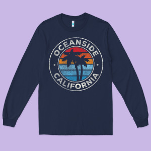 Oceanside California Ca Vintage Retro 70s Long Sleeve Tee Designed By Lanvoart