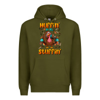 Army Green huffin' for the stuffin' Premium Hoodie - BundleAndBundleShop