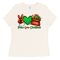 Bone peace love Christmas Santa Claus hand Ladies Tee - Jasminsmagicworld