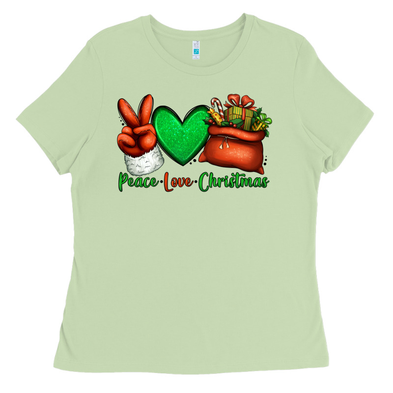 Peace Love Christmas Santa Claus Hand Ladies Tee by Jasminsmagicworld | Teevron