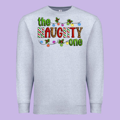 The Naughty One Christmas Premium Sweatshirt Designed By Artiststas