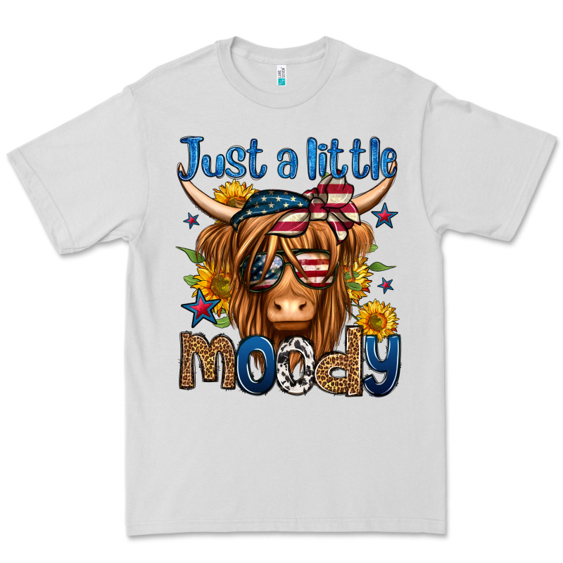 Just A Little Moody 4th Of July Long Haired Cow Premium Tee by Jasminsmagicworld | Teevron