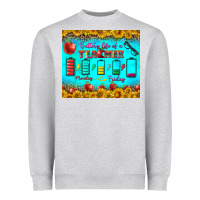 Heather Grey Battery Life Of A Teacher Tumbler Heavyweight Sweatshirt - BundleAndBundleShop