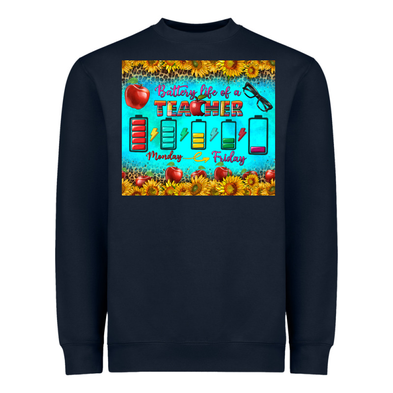 Battery Life Of A Teacher Tumbler Heavyweight Sweatshirt by BundleAndBundleShop | Teevron